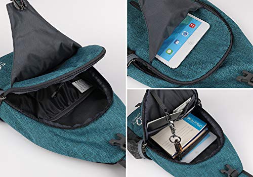 WATERFLY Teal Blue Crossbody Hiking Sling Backpack