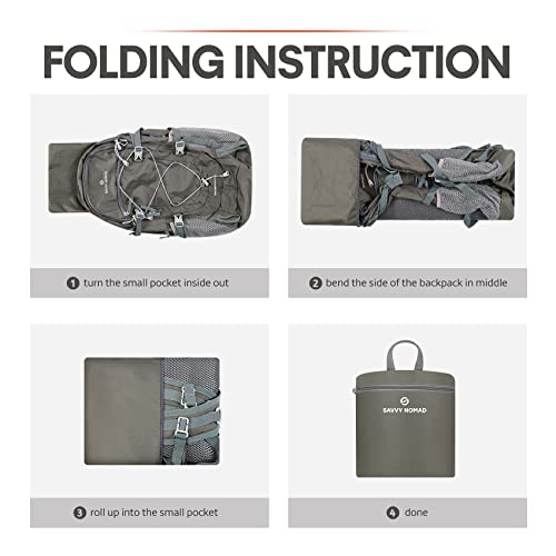 SAVVY NOMAD 40L Hiking Backpack - Gray