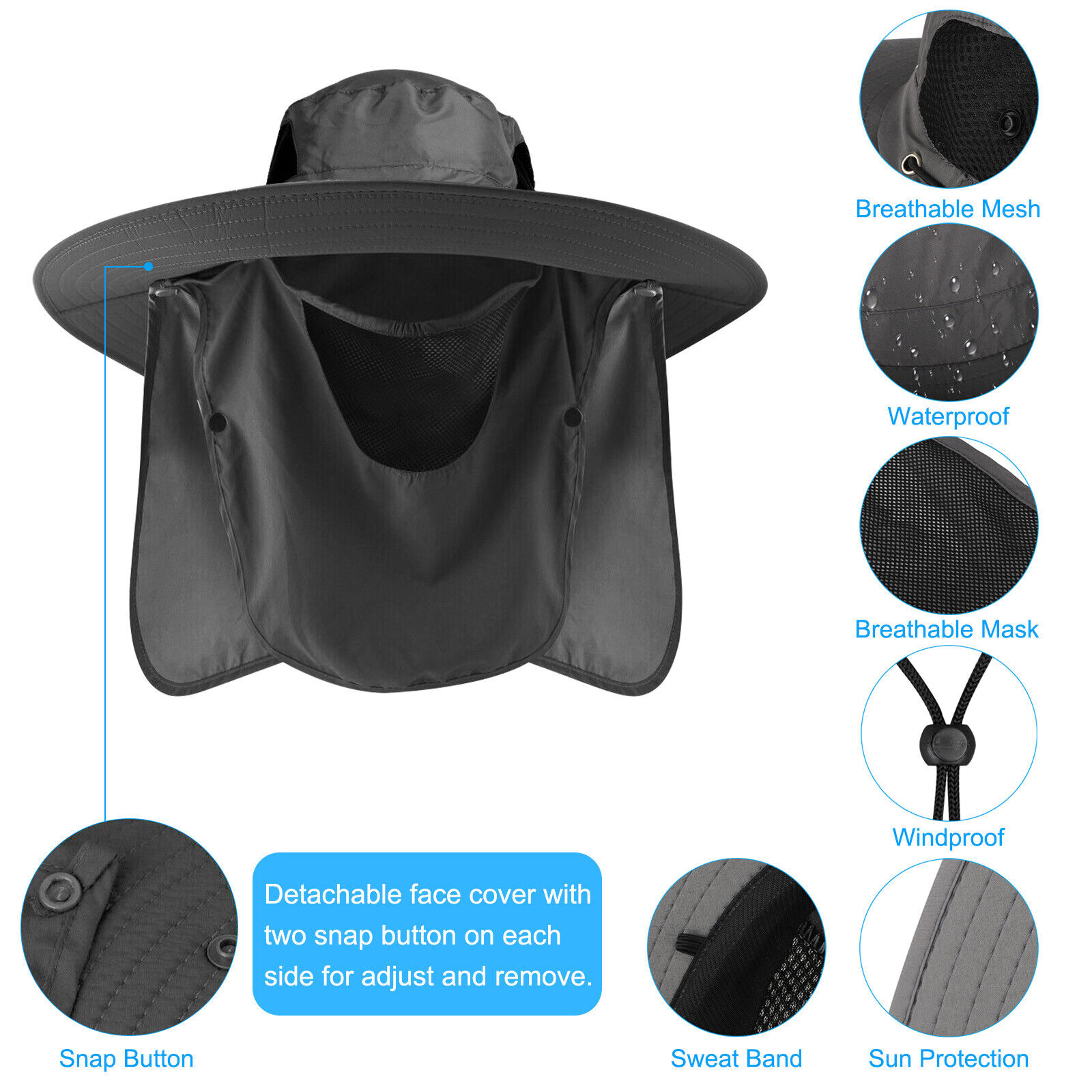 Sun Hat with Neck Flap for Hiking