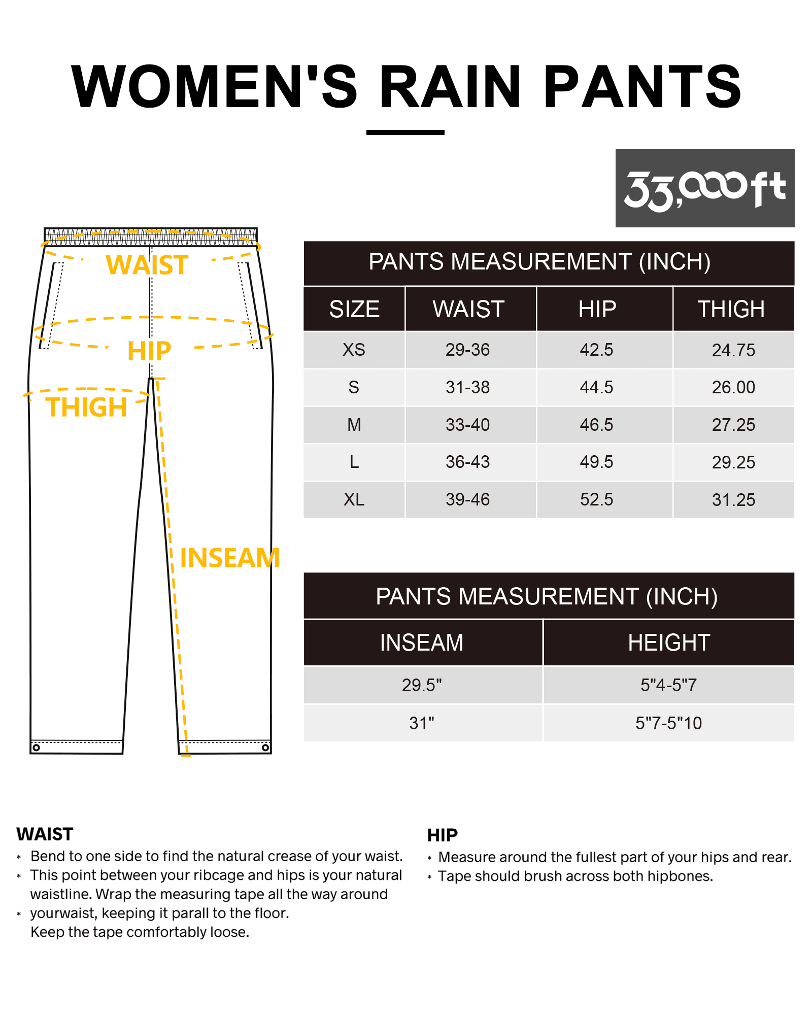 Women's Waterproof Hiking Rain Pants