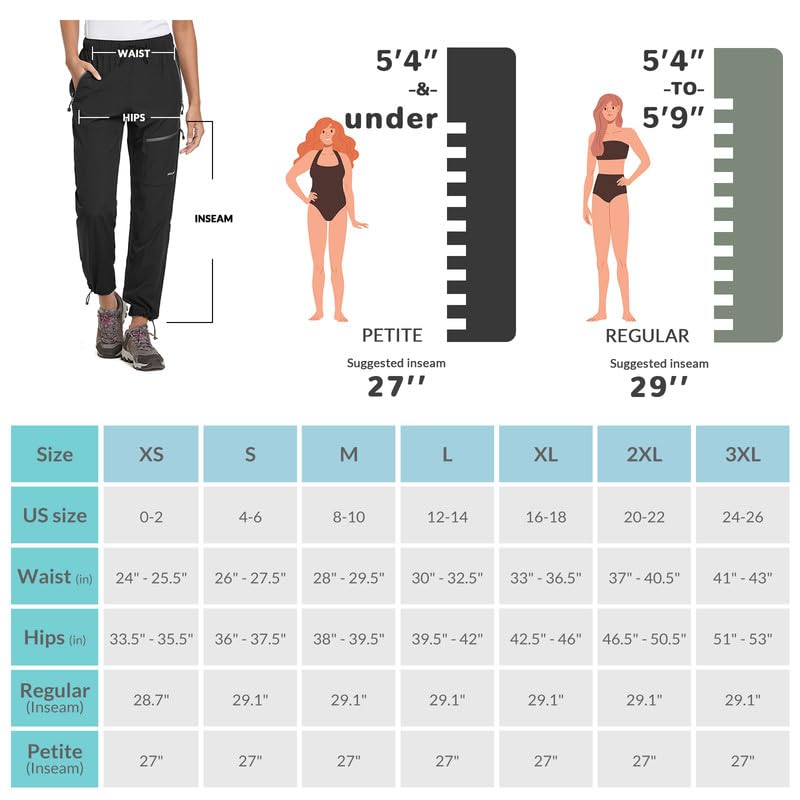 BALEAF Women's Hiking Pants Lightweight Water-Resistant Joggers