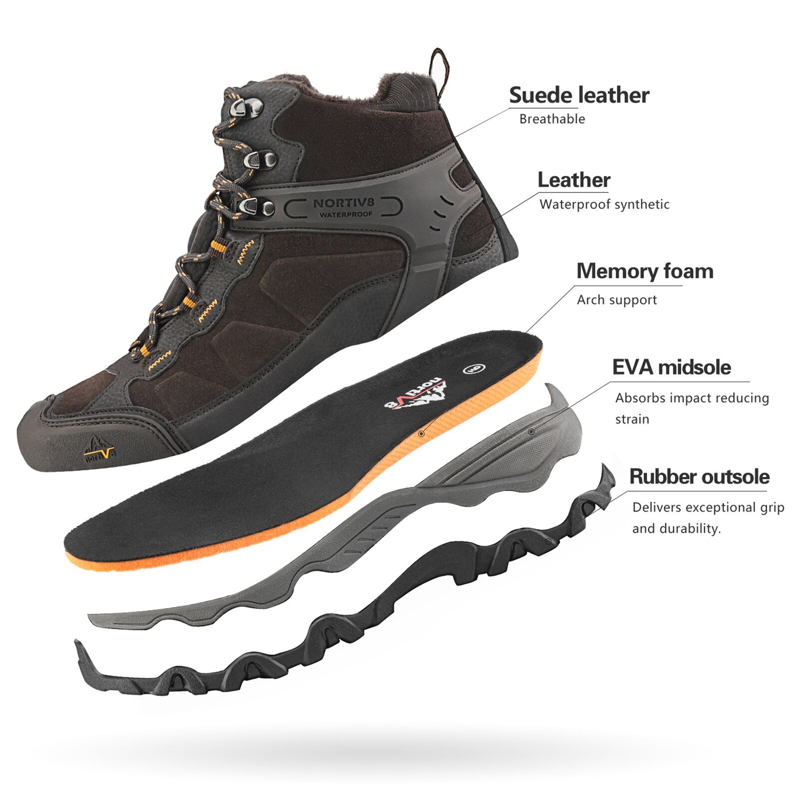 NORTIV 8 Men's Winter Snow Hiking Boots