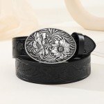 Antique Flower Engraved Western Belt Buckle