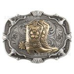 Western Cow Head Vintage Denim Boots Buckle