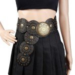 Boho Vintage Disc Belt with Metal Buckle