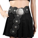 Boho Vintage Disc Belt with Metal Buckle