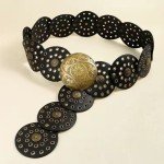 Boho Vintage Disc Belt with Metal Buckle