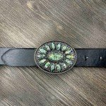 Vintage Cowboy Native American Stone Belt Buckle