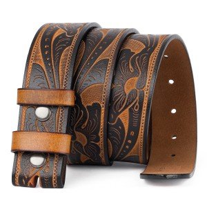 Vintage Leather Cowboy Belt Strap for Men