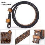 Vintage Leather Cowboy Belt Strap for Men