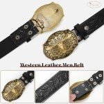 Vintage Western Leather Cowboy Belt Buckle
