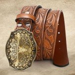Vintage Western Leather Cowboy Belt Buckle