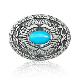 Vintage Cowboy Oval Turquoise Belt Buckle for Men