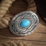 Vintage Cowboy Oval Turquoise Belt Buckle for Men