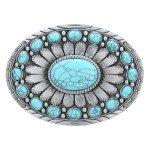 Vintage Western Cowboy Rodeo Turquoise Belt Buckle