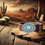 Vintage Western Cowboy Rodeo Turquoise Belt Buckle