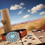 Vintage Western Cowboy Rodeo Turquoise Belt Buckle