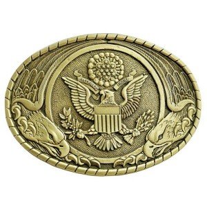 Vintage Indiana US Seal Solid Brass Belt Buckle