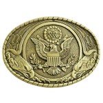 Vintage Indiana US Seal Solid Brass Belt Buckle