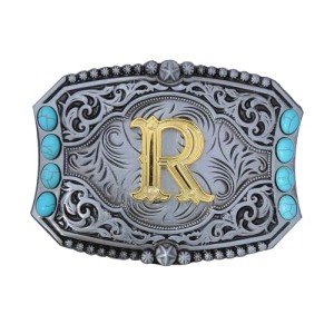 Vintage Turquoise Western Cowboy Belt Buckle