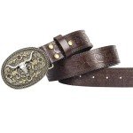 Vintage Western Leather Longhorn Cowboy Belt Buckle
