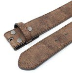 Vintage Distressed Leather Belt Strap - Dark Brown