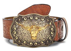 Vintage Floral Engraved Cowboy Belt Buckle