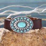 Vintage American Western Cowboy Turquoise Belt Buckle