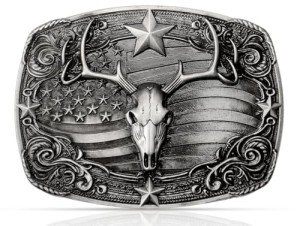 Western Vintage Deer & American Flag Belt Buckles