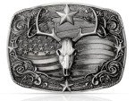 Western Vintage Deer & American Flag Belt Buckles