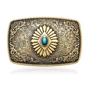 Vintage Turquoise Cowboy Belt Buckle for Jeans