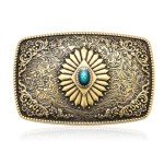Vintage Turquoise Cowboy Belt Buckle for Jeans