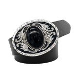 Vintage Western Cowboy Black Stone Belt Buckle
