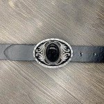 Vintage Western Cowboy Black Stone Belt Buckle