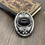 Vintage Western Cowboy Black Stone Belt Buckle