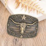 Vintage Longhorn Bull Cowboy Belt Buckle