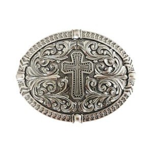 Religious Cross Engraved Vintage Belt Buckle
