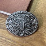 Religious Cross Engraved Vintage Belt Buckle