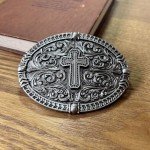 Religious Cross Engraved Vintage Belt Buckle