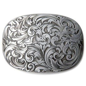 Vintage Floral Engraved Belt Buckle - Western Style