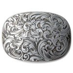 Vintage Floral Engraved Belt Buckle - Western Style