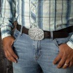 Vintage Floral Engraved Belt Buckle - Western Style