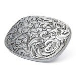 Vintage Floral Engraved Belt Buckle - Western Style