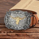Long Horn Bull Vintage Western Belt Buckle