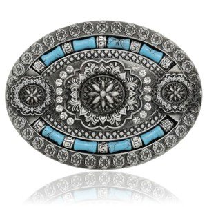 Floral Concho Vintage Turquoise Belt Buckle
