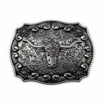 Vintage Cowboy Bull Head Belt Buckle (Silver)