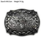 Vintage Cowboy Bull Head Belt Buckle (Silver)