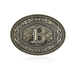 Vintage Cowboy Western Initial Letter Belt Buckle