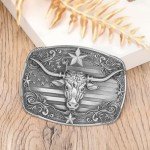 Vintage Cowboy Longhorn Bull Belt Buckle