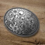 Vintage Floral Engraved Oval Rope Belt Buckle
